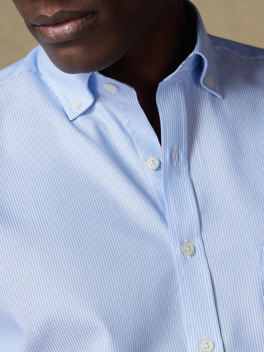 Buster sky blue textured shirt - Button down collar
