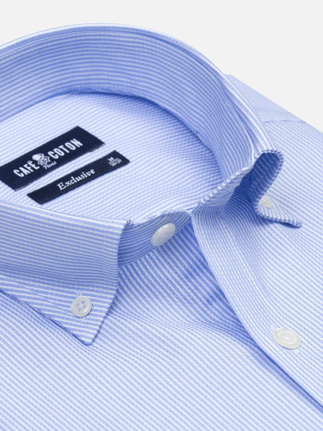 Buster sky blue textured shirt - Button down collar