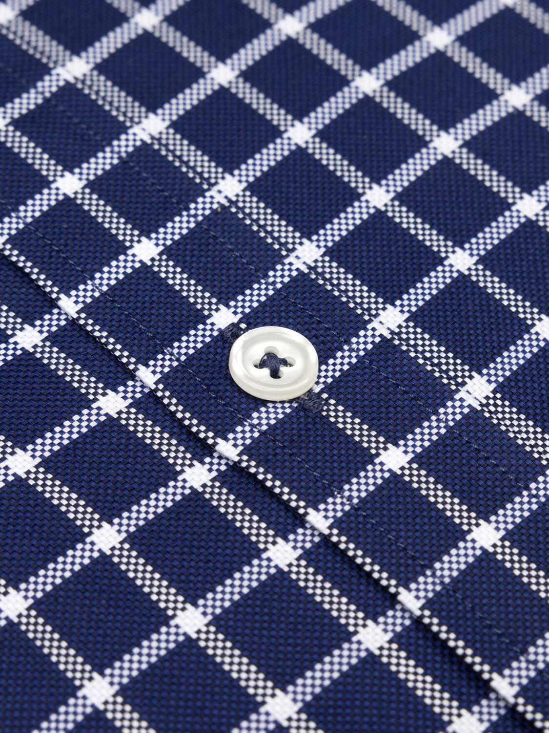 Byron navy geruit overhemd - Button down Kraag