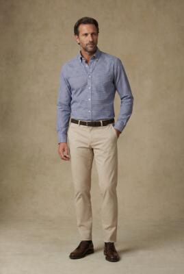 Calder Donkerblauw Twill Overhemd - Button-down kraag