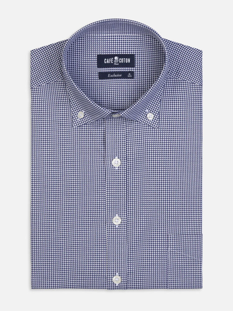 Calder Donkerblauw Twill Overhemd - Button-down kraag