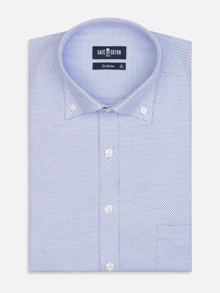 Camicia Caleb in twill blu - Con buttoncini