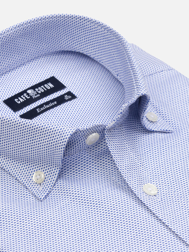 Camicia Caleb in twill blu - Con buttoncini