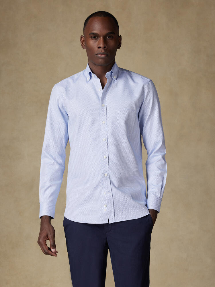 Camicia Caleb in twill blu - Con buttoncini