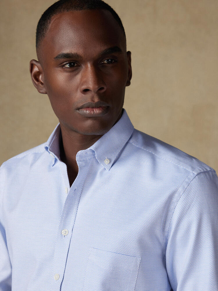 Camicia Caleb in twill blu - Con buttoncini