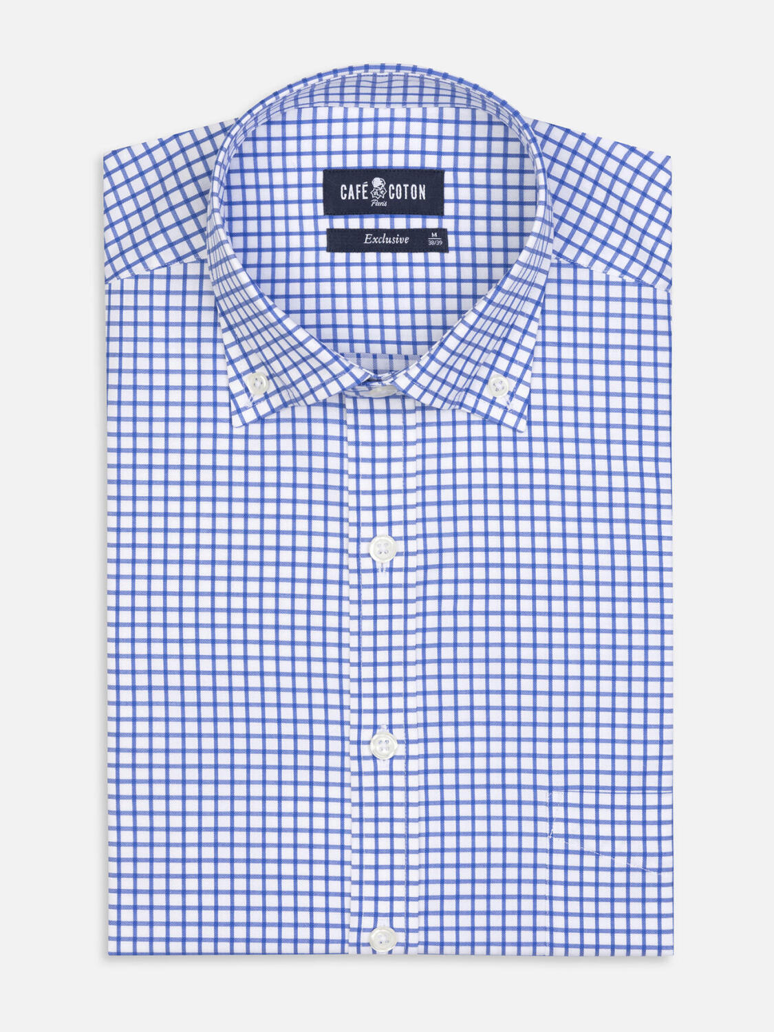 Camicia Carlton a quadri blu - Con buttoncini