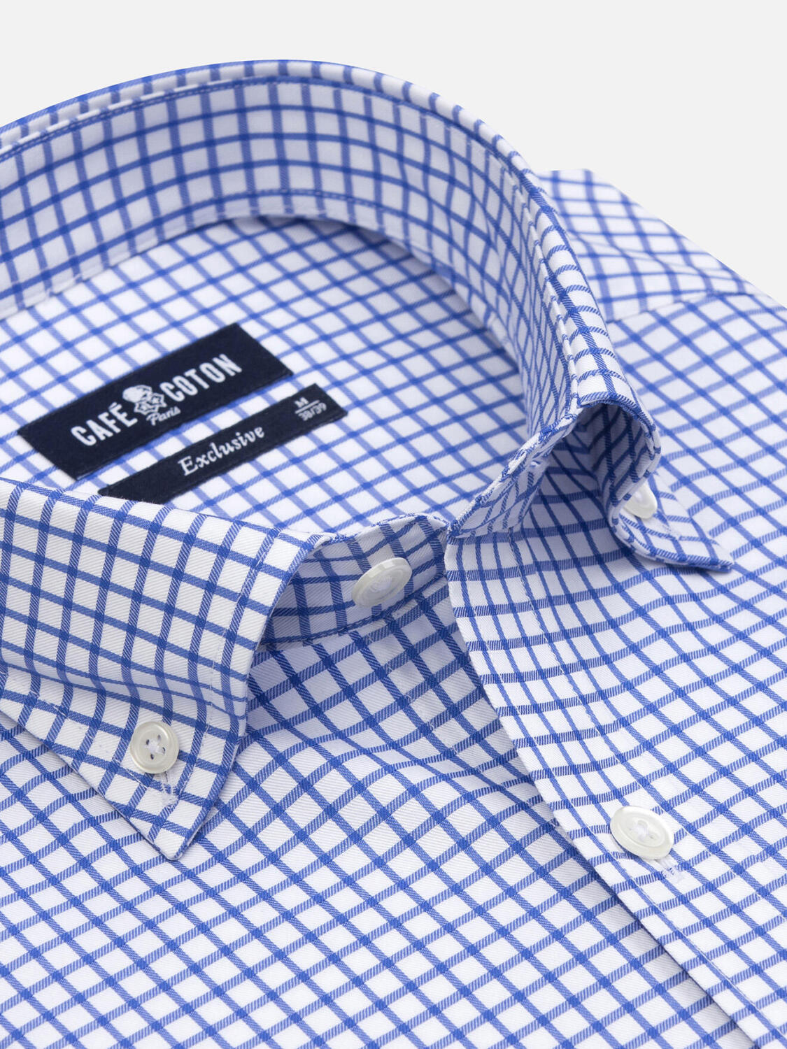 Camicia Carlton a quadri blu - Con buttoncini