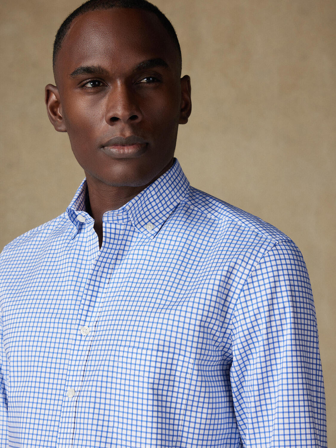 Camicia Carlton a quadri blu - Con buttoncini