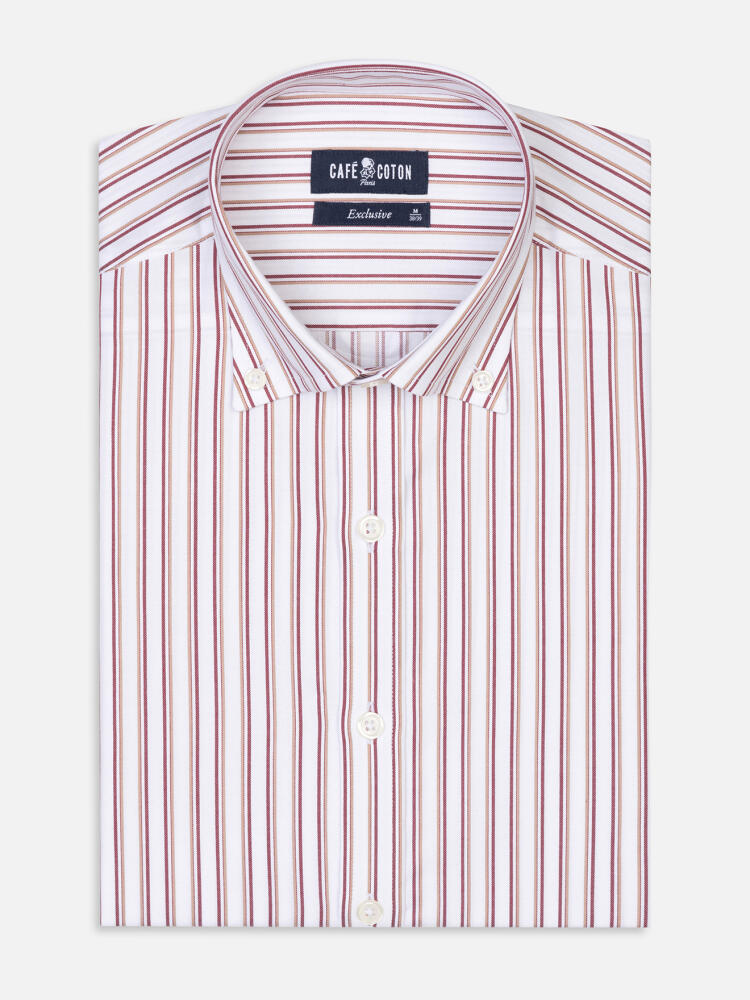 Chemise Carly à rayures bordeaux - Col Boutonné