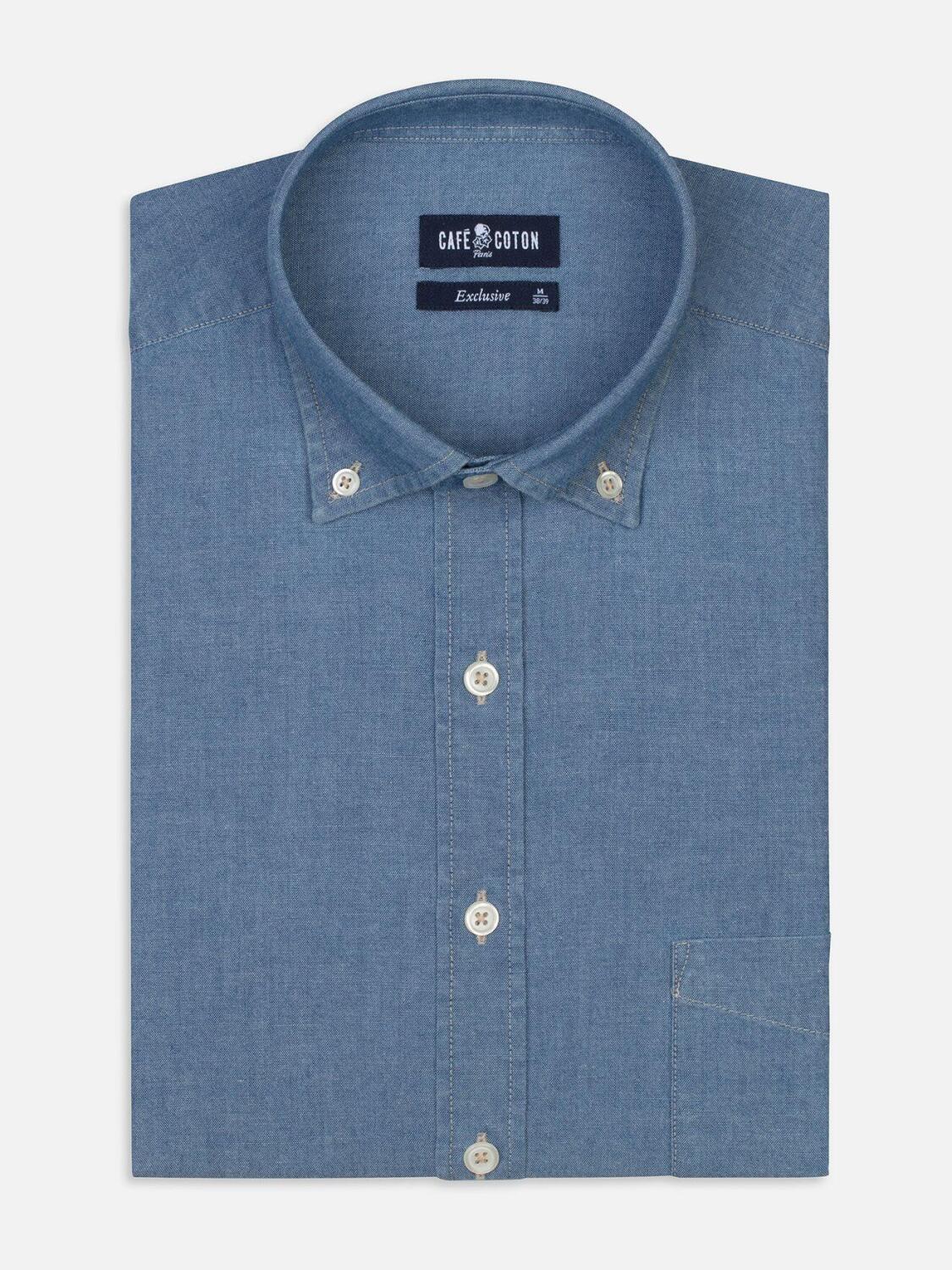 Blue chambray shirt - Button down collar
