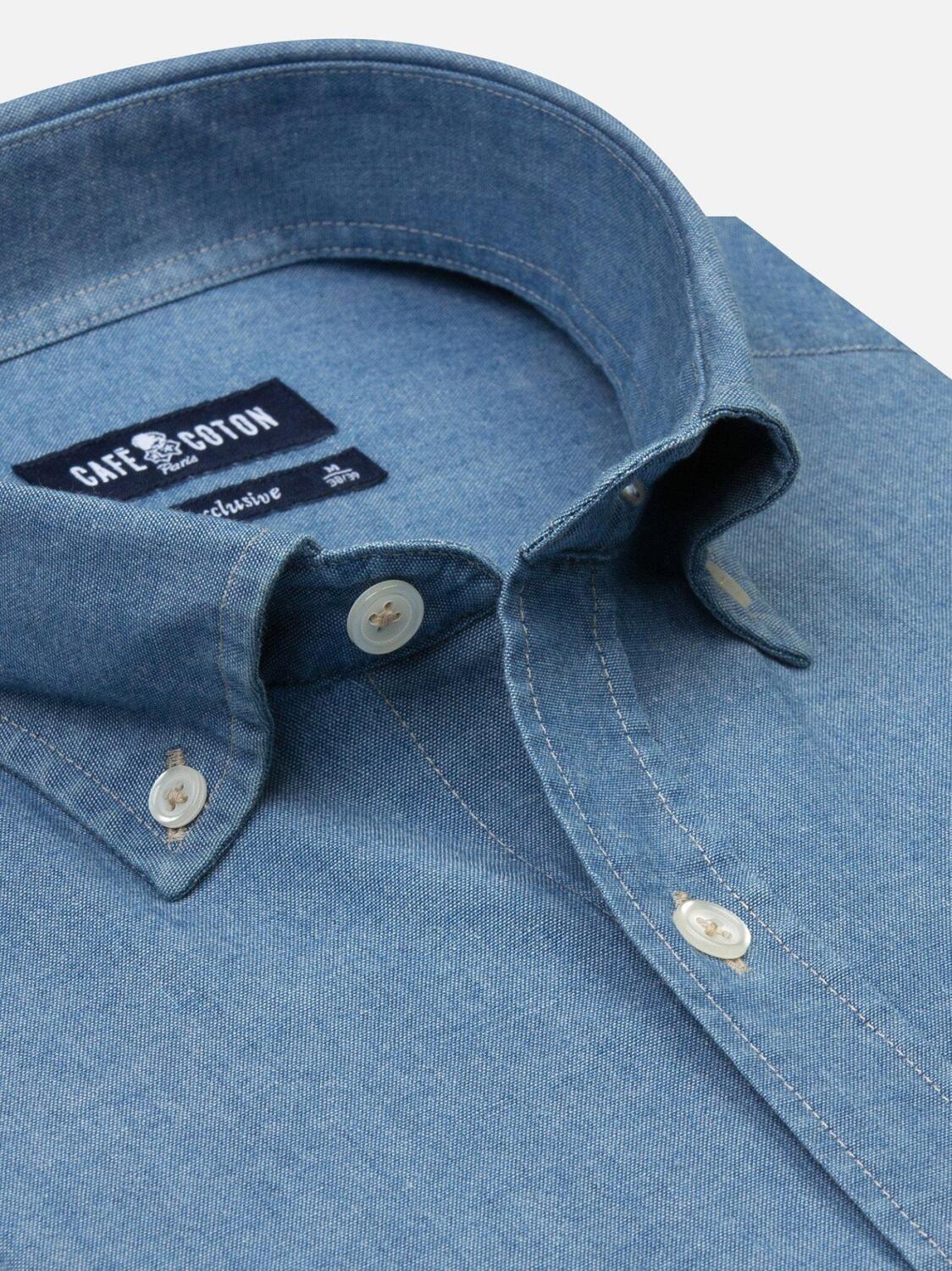 Blue chambray shirt - Button down collar