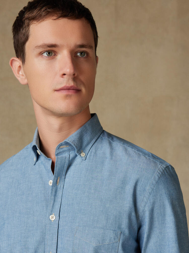 Cameron sky twill overhemd  - Button-down kraag