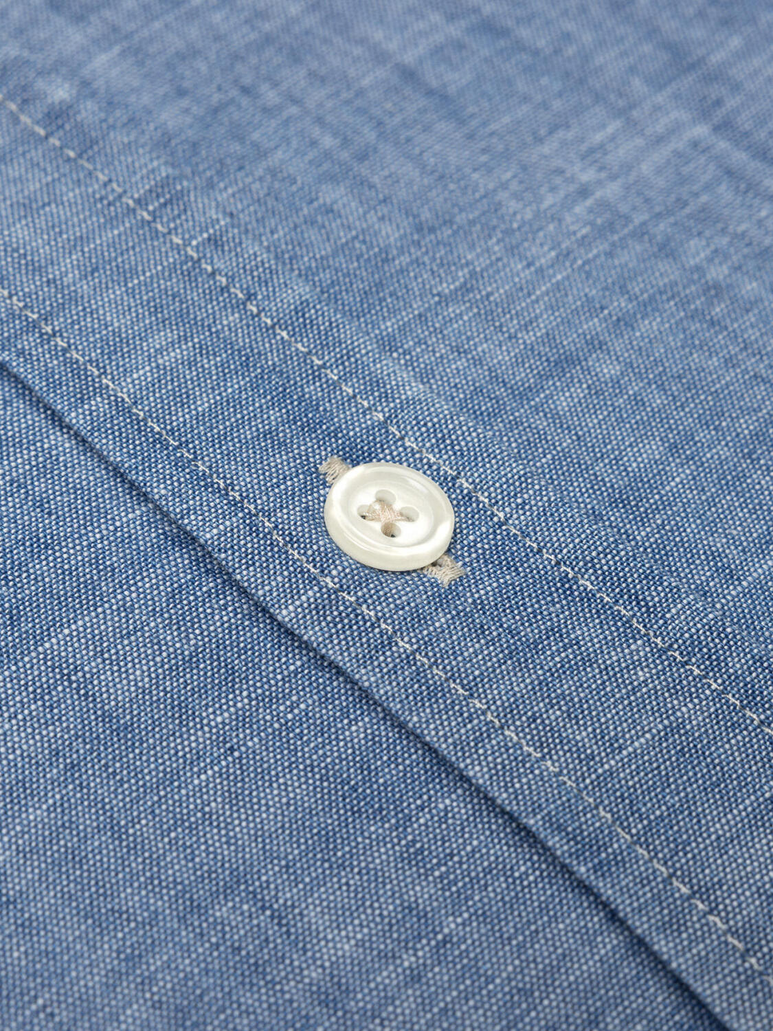Chemise en chambray ciel - Col boutonné
