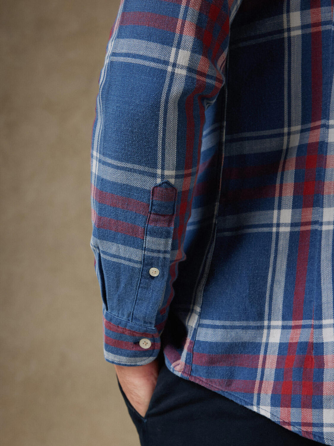 Chas tartan pattern indigo shirt - Buttoned down collar