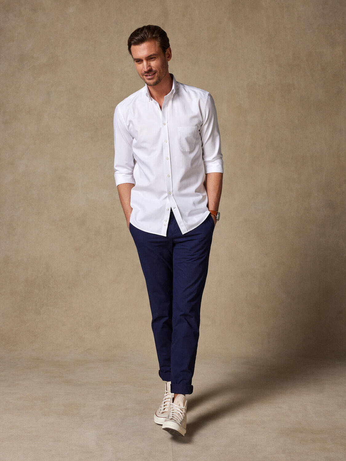 Button down Herringbone shirt - White
