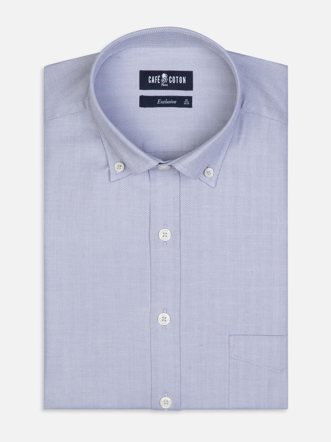 Grijs visgraat overhemd - Button-down kraag