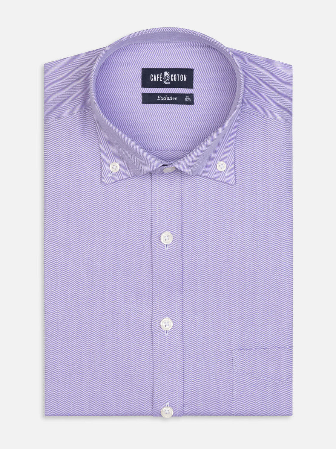 Paars visgraat overhemd - Button-down kraag