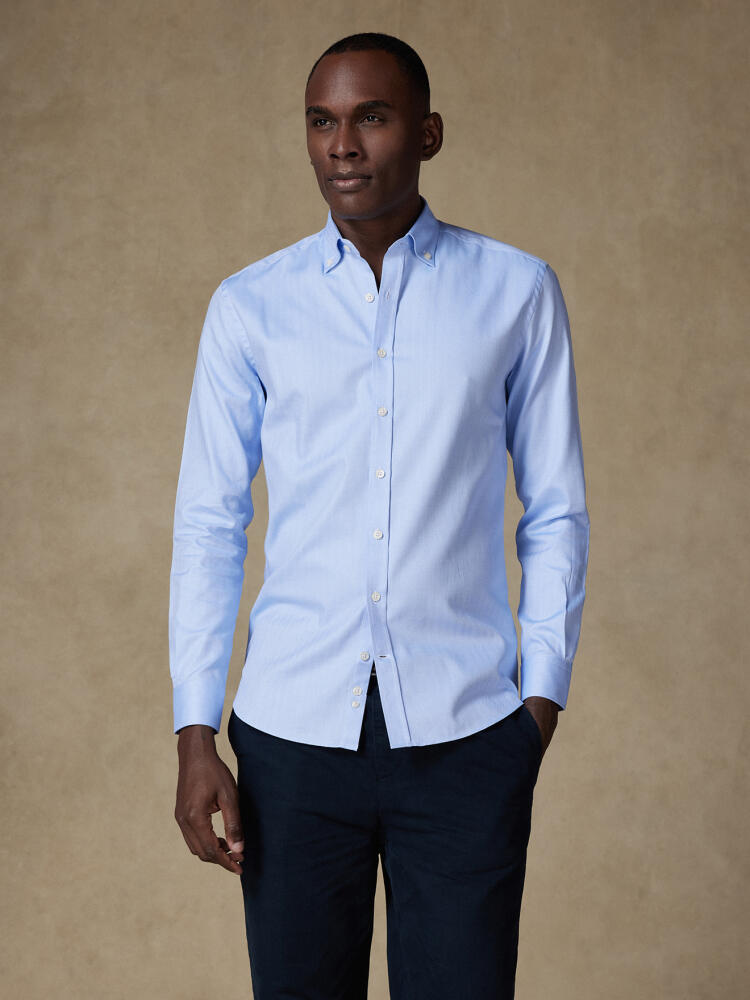 Chemise en chevron ciel   - Col boutonné