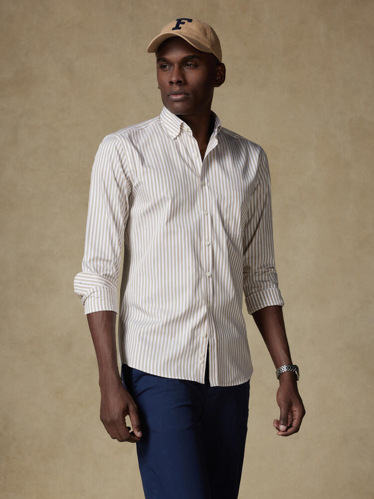 Chris shirt with sand stripes   - Button down collar