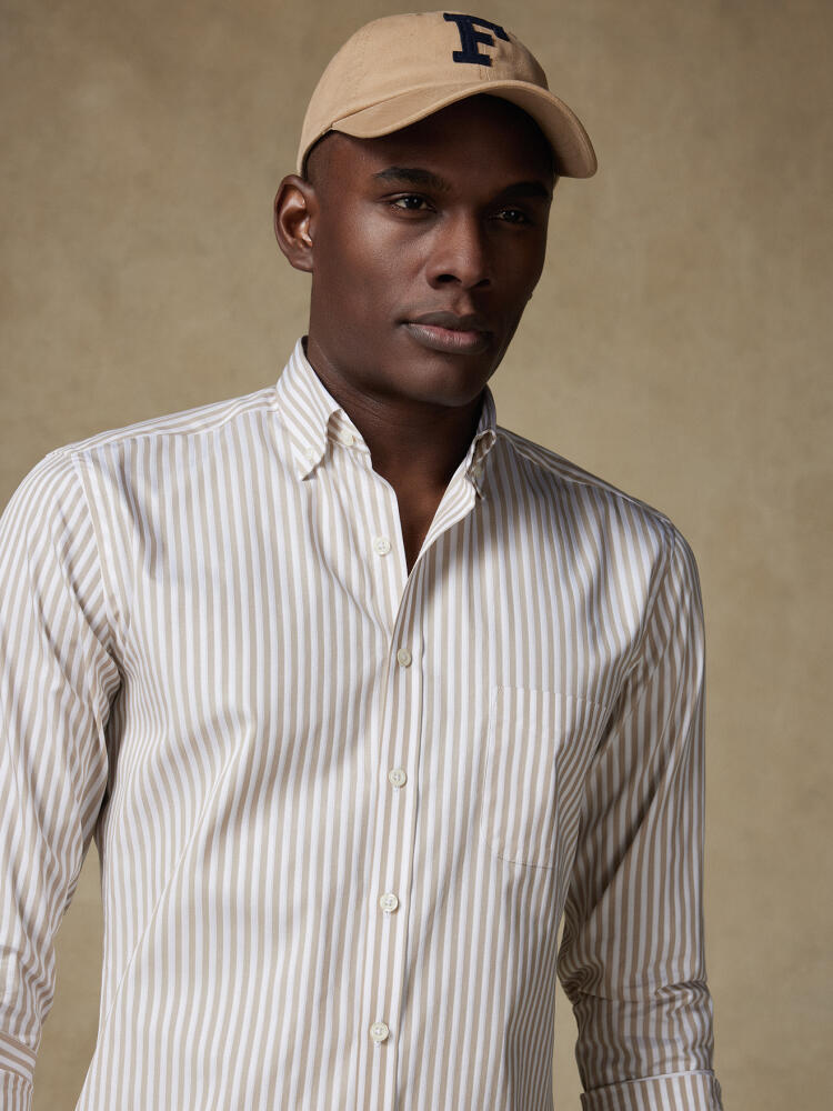 Chris shirt with sand stripes   - Button down collar