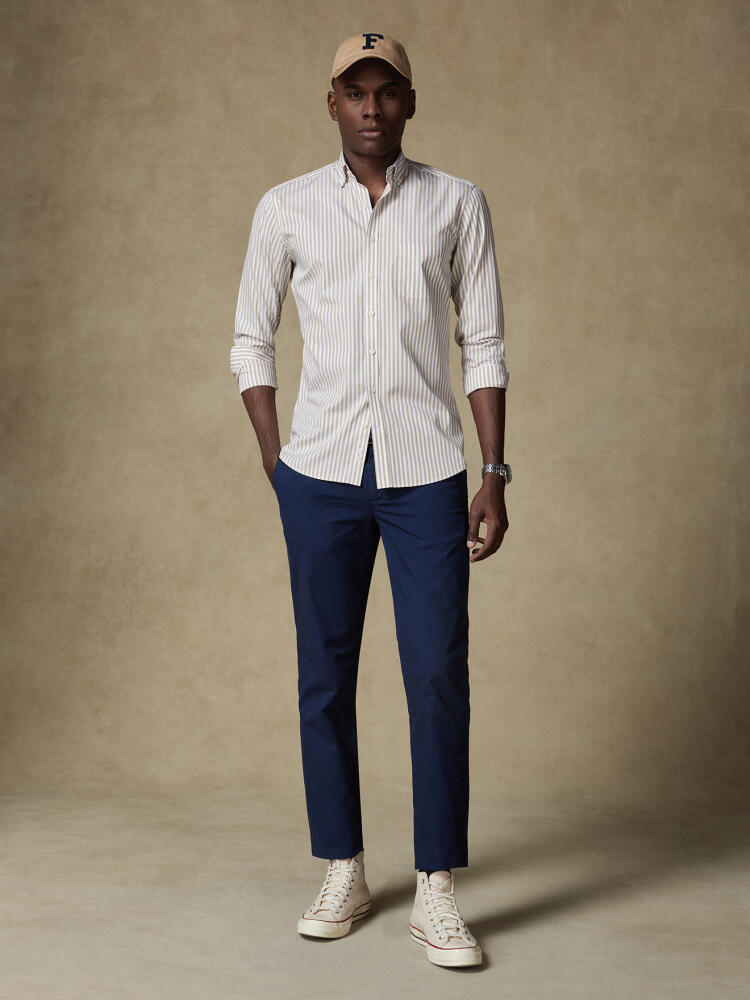 Chris shirt with sand stripes   - Button down collar