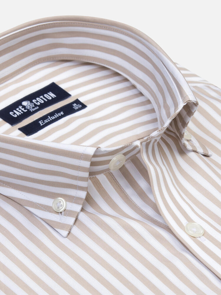 Chris shirt with sand stripes   - Button down collar