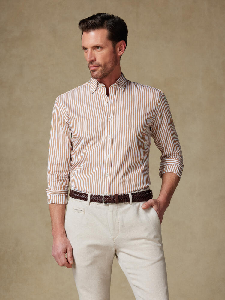 Chris shirt with havana stripes   - Button down collar