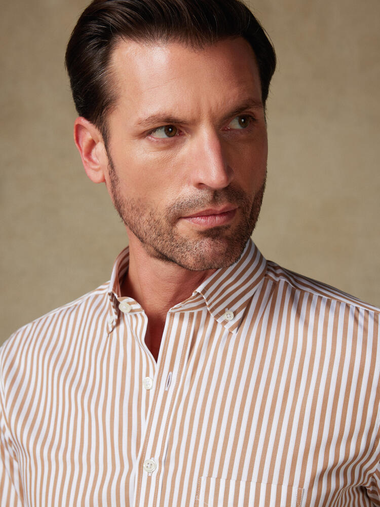 Chris shirt with havana stripes   - Button down collar