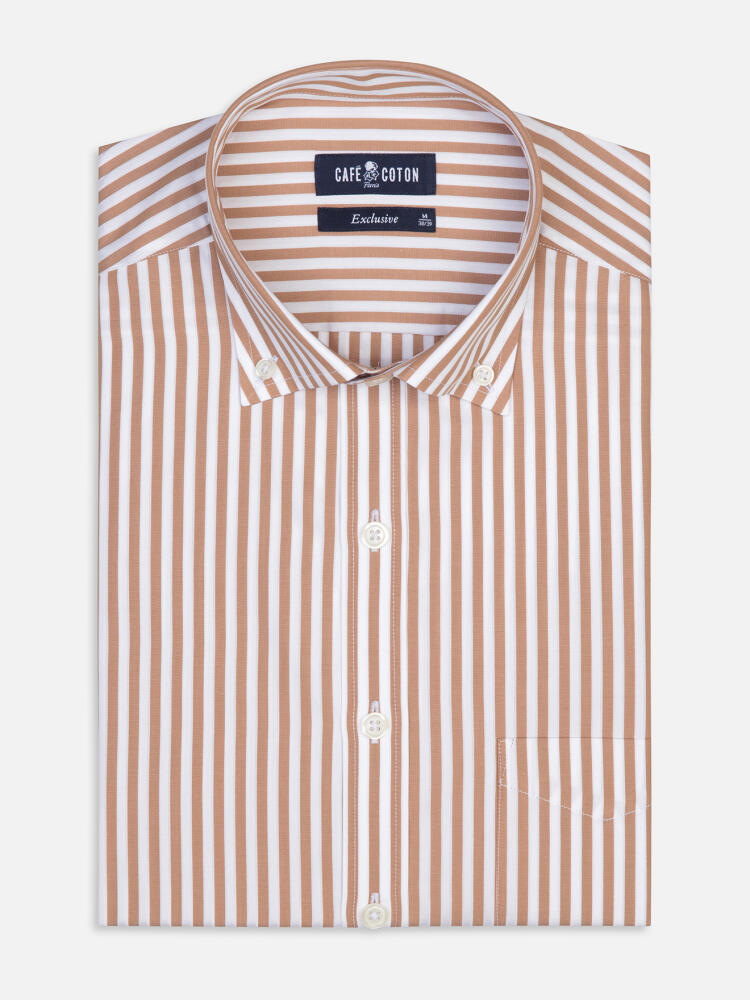 Chris shirt with havana stripes   - Button down collar