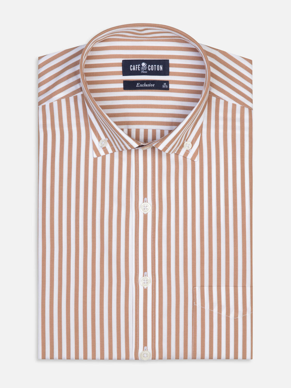Overhemd Chris met strepen havana - Button-down kraag