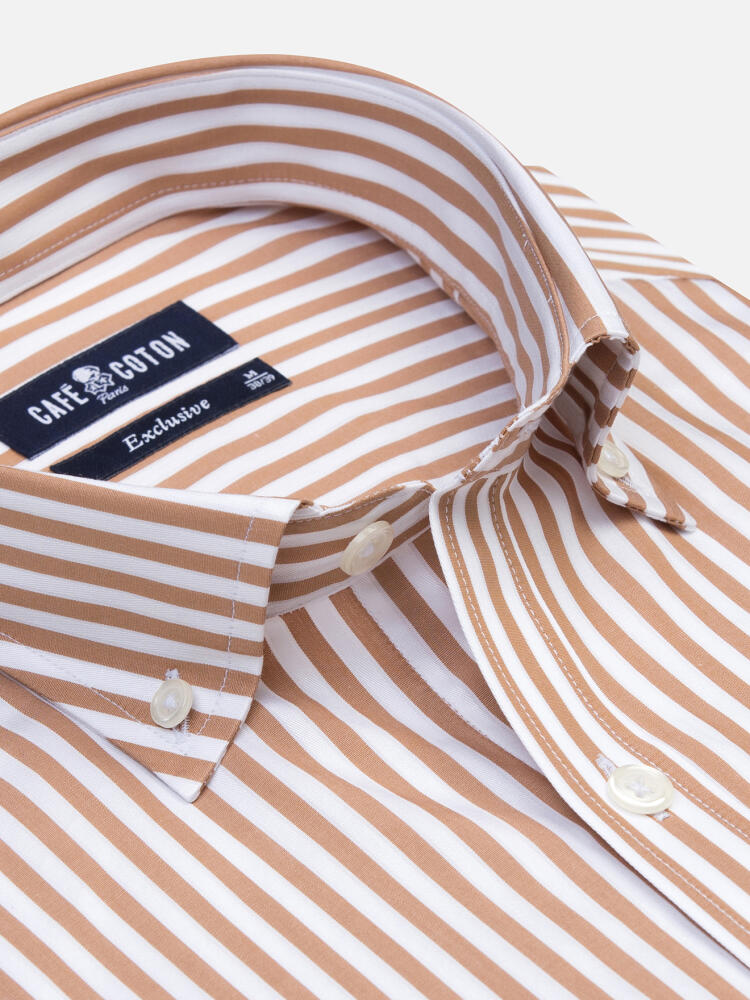 Chris shirt with havana stripes   - Button down collar