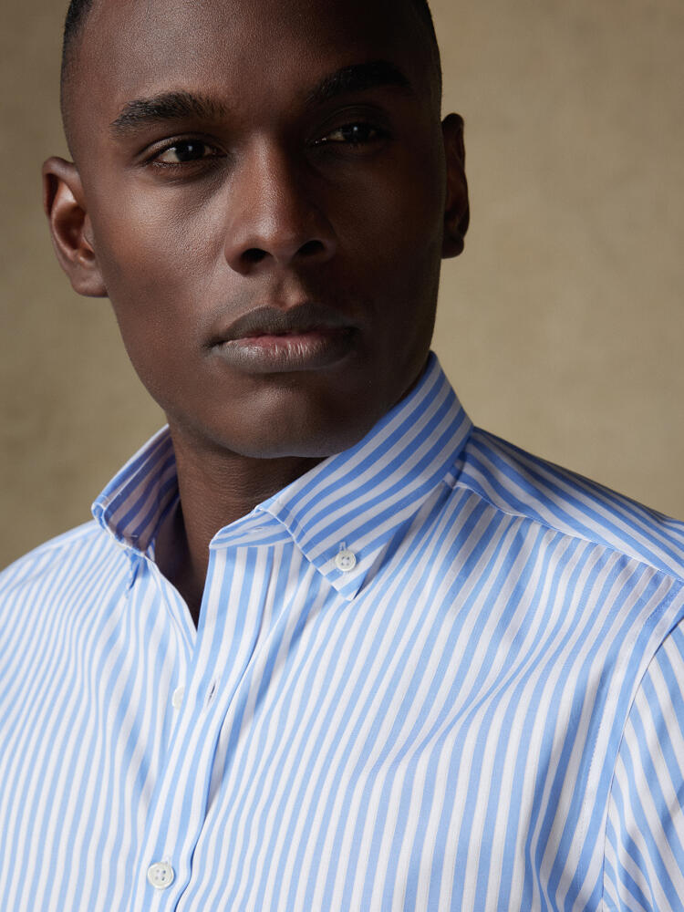 Chris shirt with sky blue stripes   - Button down collar