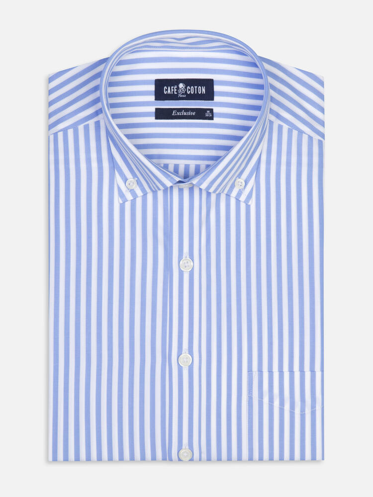 Chris shirt with sky blue stripes   - Button down collar