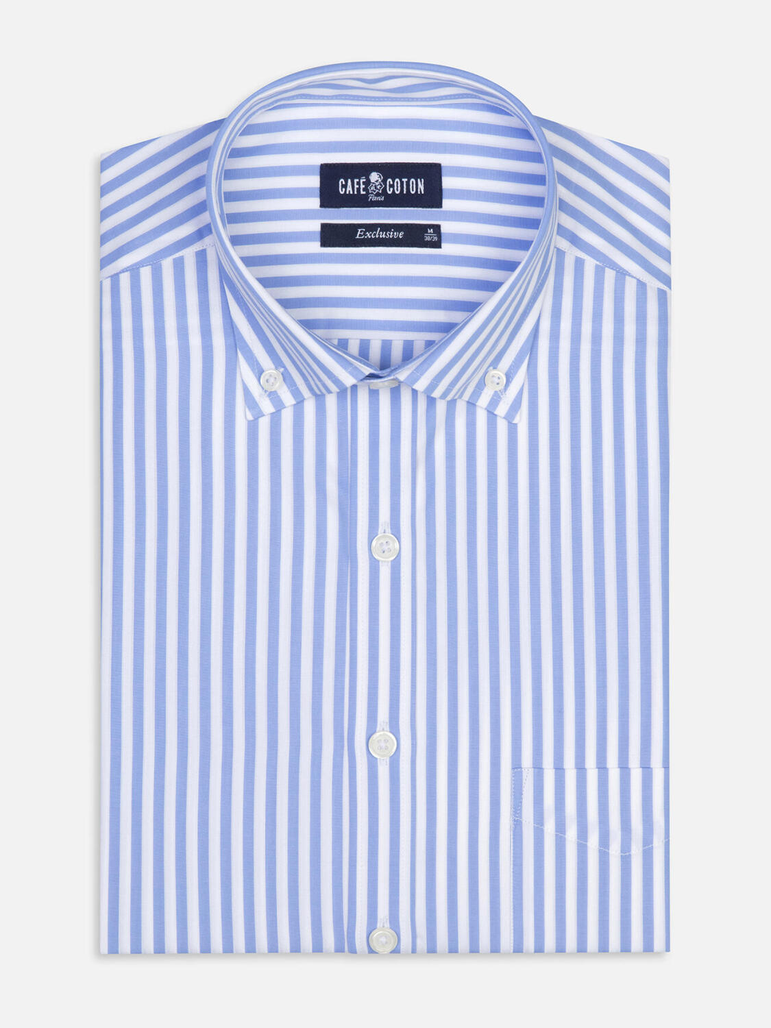 Camisa Chris a rayas cielo - Cuello abotonada