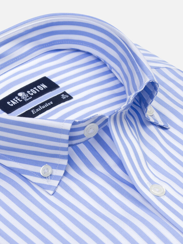 Chris shirt with sky blue stripes   - Button down collar