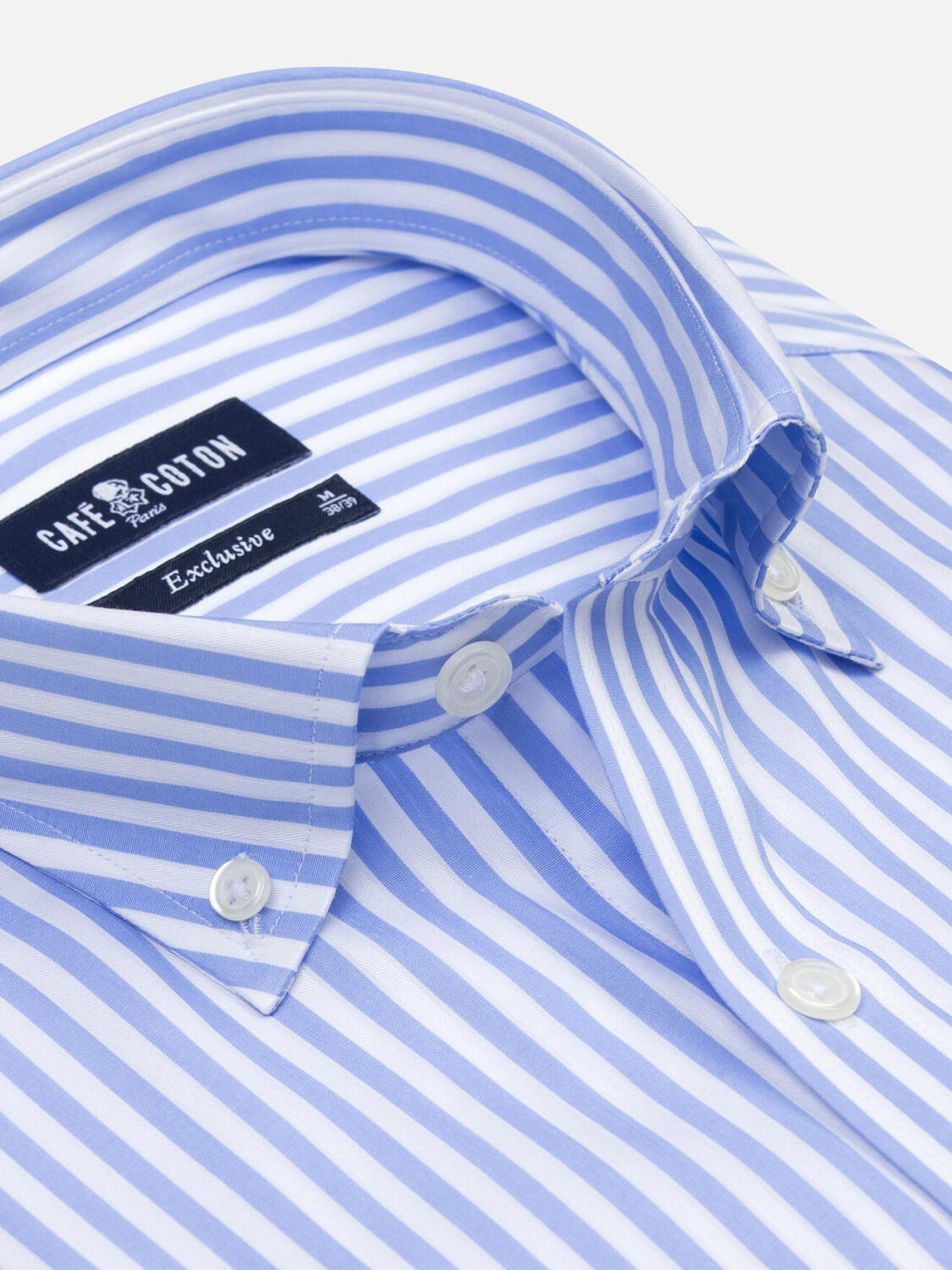 Camisa Chris a rayas cielo - Cuello abotonada