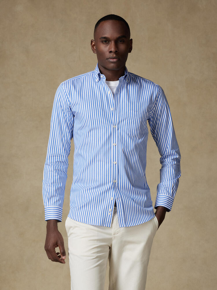 Chris shirt with blue stripes   - Button down collar