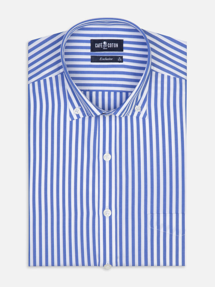 Chris shirt with blue stripes   - Button down collar
