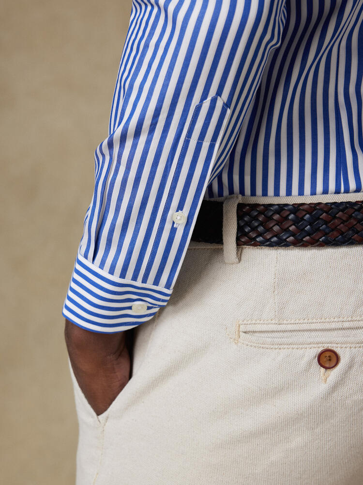 Chris shirt with navy blue stripes   - Button down collar