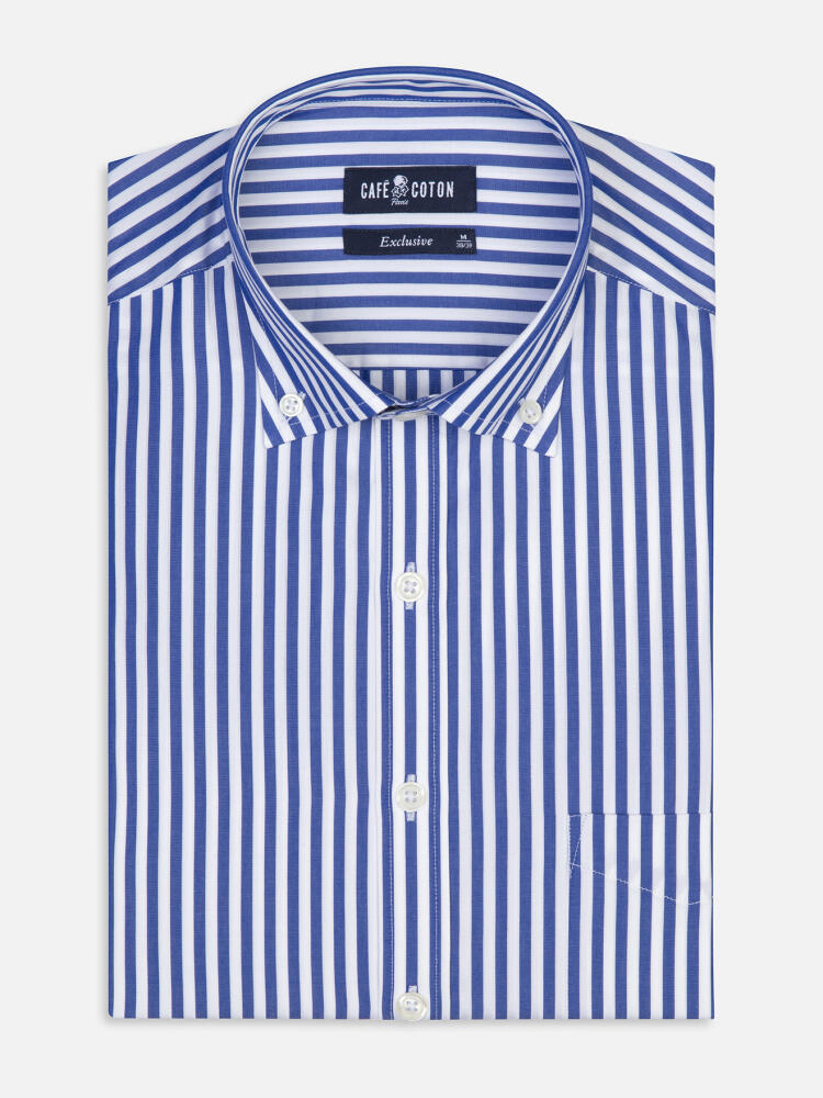 Chris shirt with navy blue stripes   - Button down collar