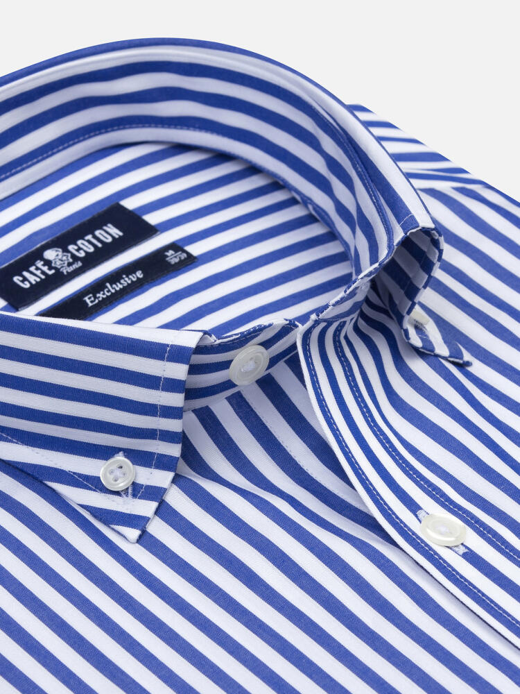 Chris shirt with navy blue stripes   - Button down collar