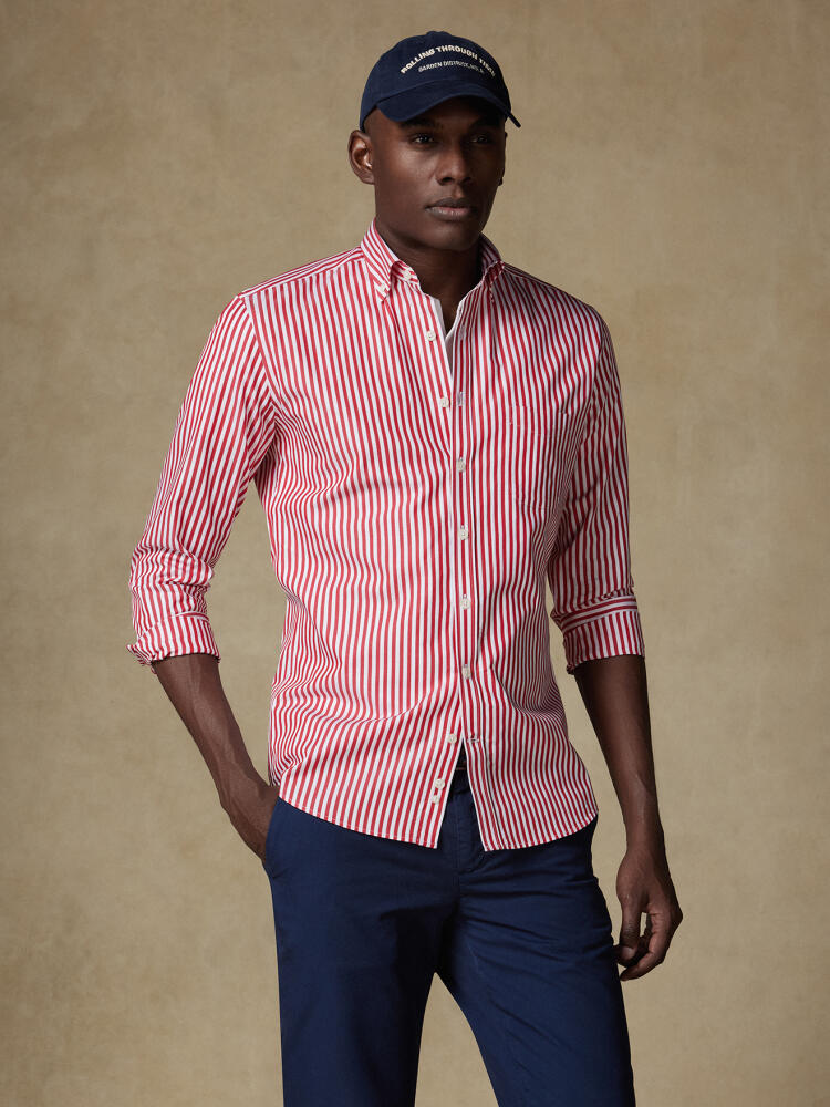 Chris shirt with red stripes   - Button down collar