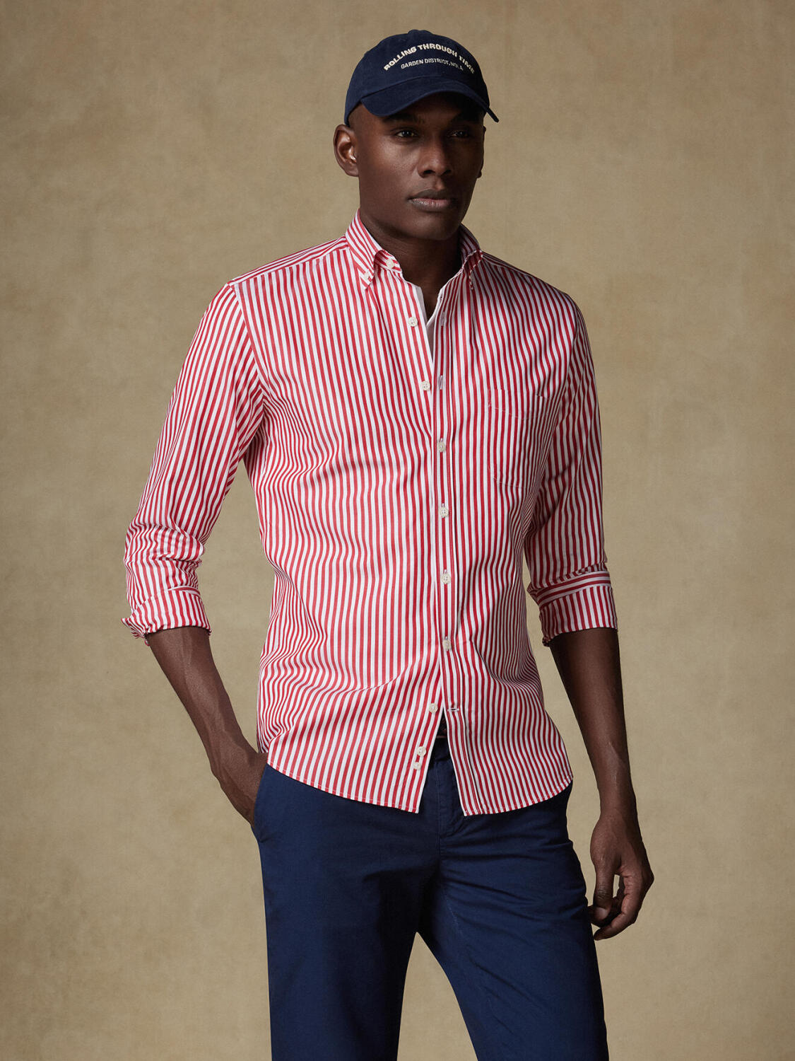 Overhemd Chris met strepen rouges - Button-down kraag