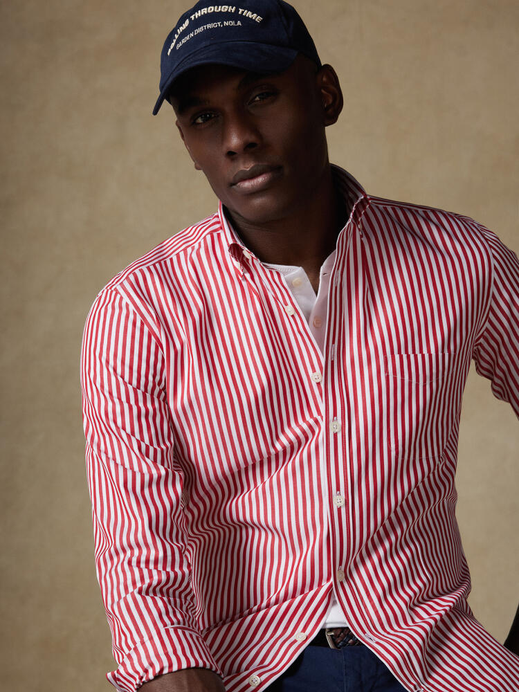 Chris shirt with red stripes   - Button down collar