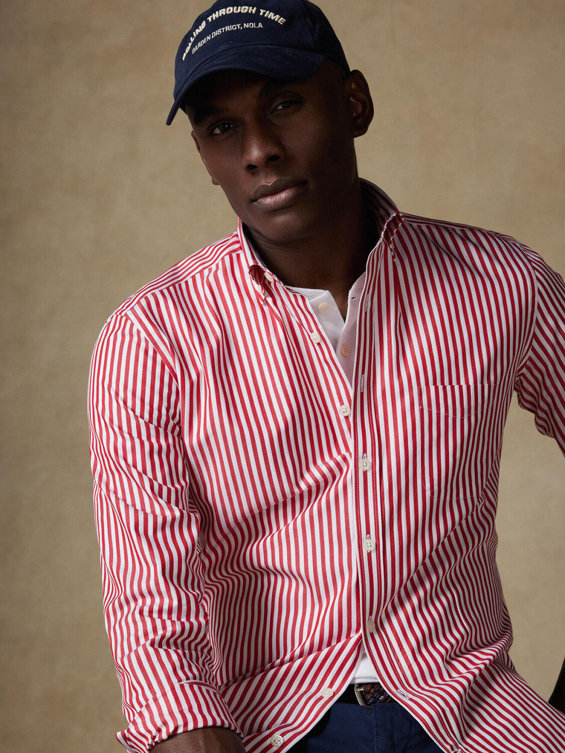 Overhemd Chris met strepen rouges - Button-down kraag