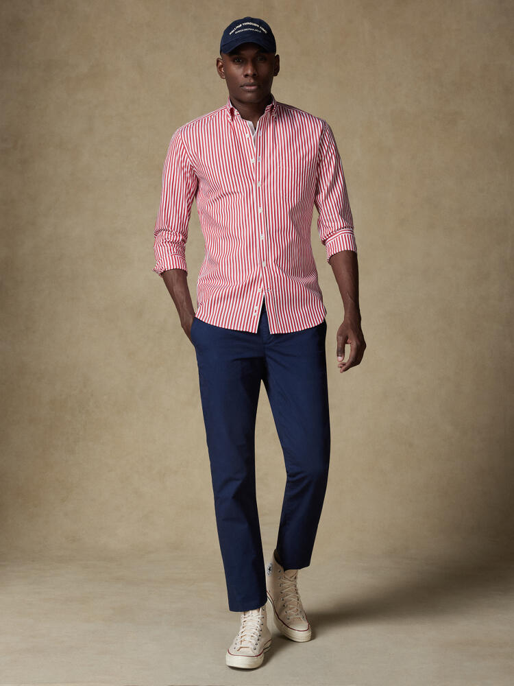 Chris shirt with red stripes   - Button down collar