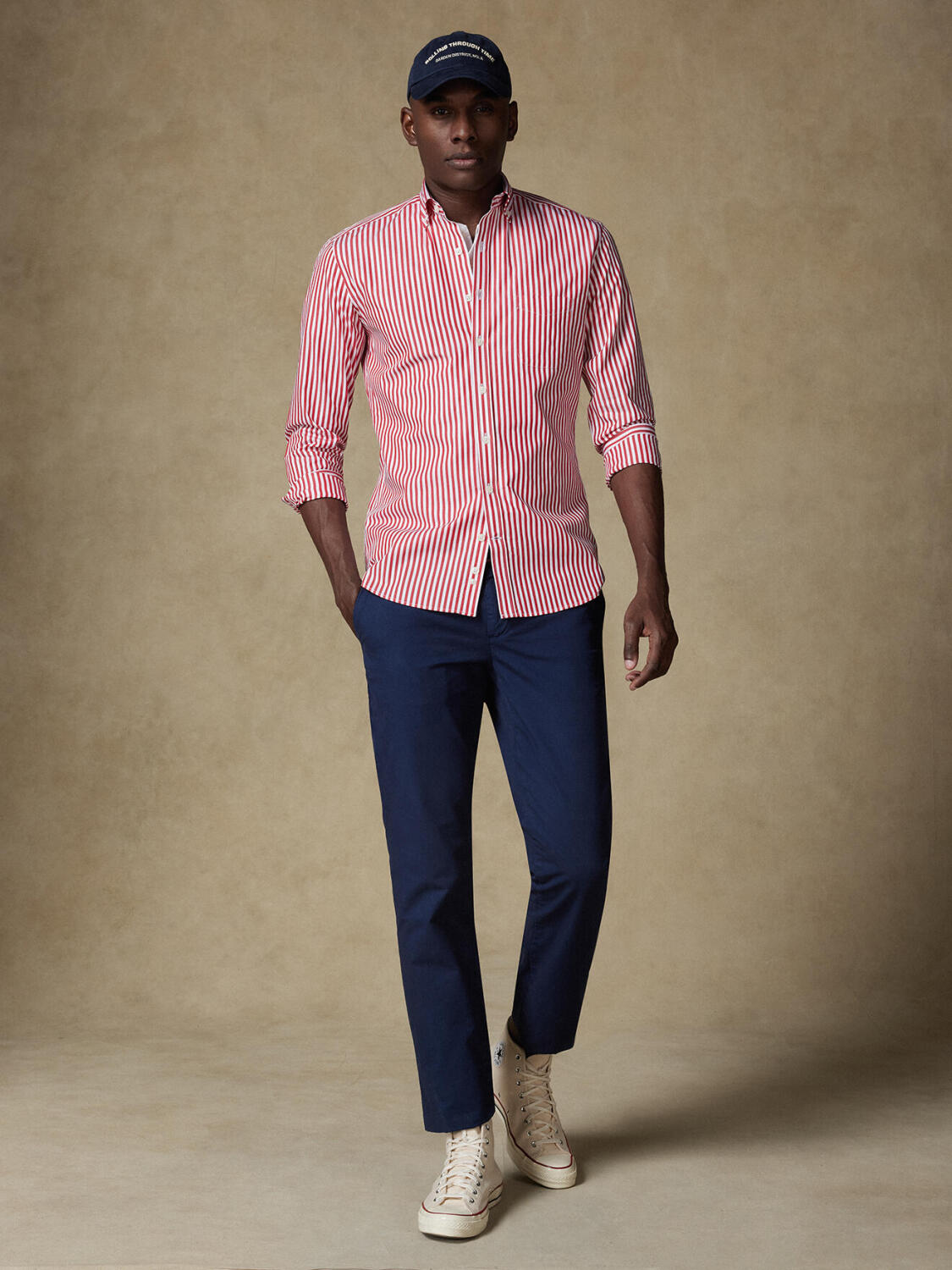 Overhemd Chris met strepen rouges - Button-down kraag