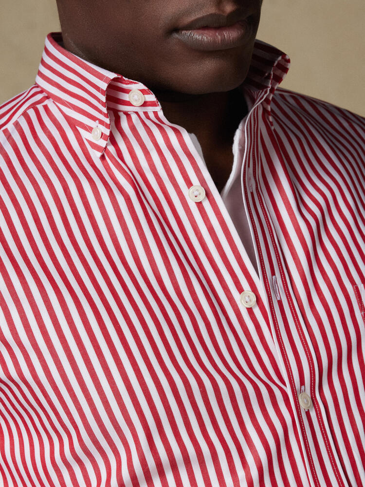 Chris shirt with red stripes   - Button down collar