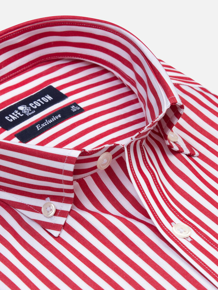 Chris shirt with red stripes   - Button down collar