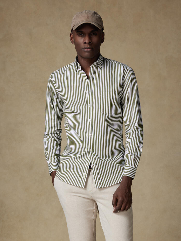 Chris shirt with khaki stripes   - Button down collar